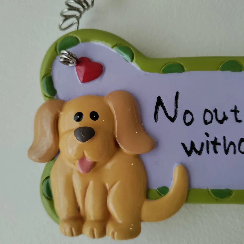 Dog Bone Shaped Decorative Sign - Green and Purple - Picture 3 of 7